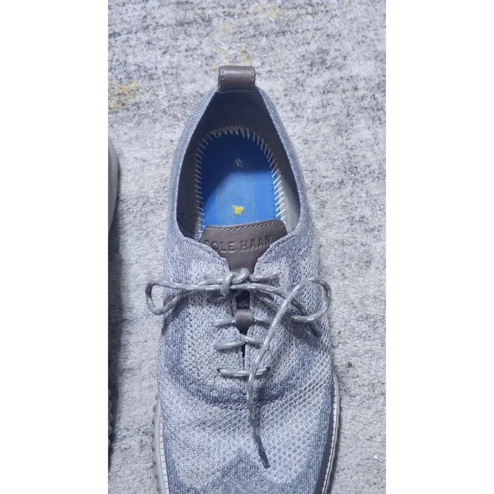 Cole Haan Mens ZeroGrand Gray Knit Wingtip  Stitchlite Shoes C28827 Size 11